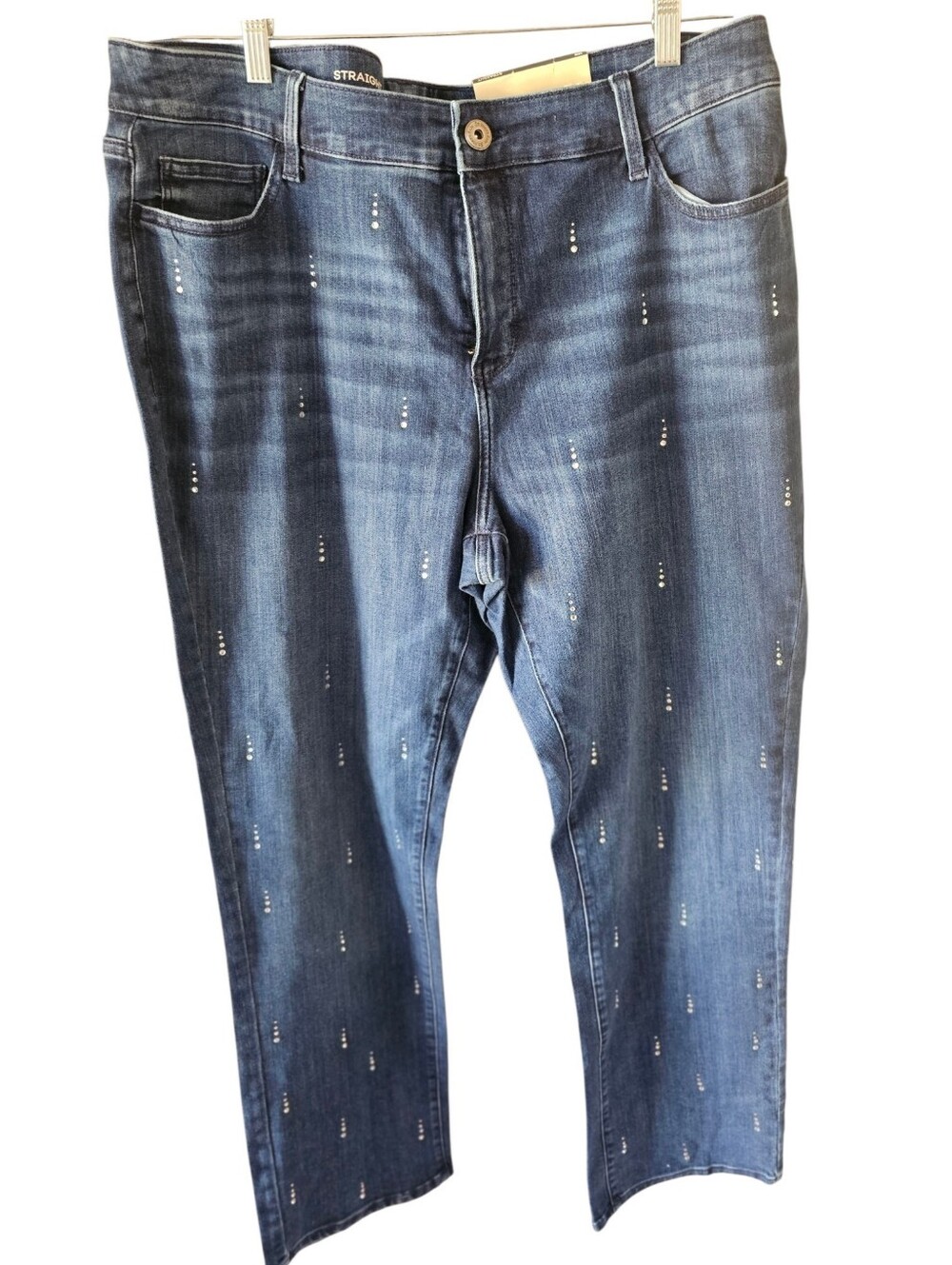 NWT St. John's Bay NWT Rhinestone Embellished Straight Leg Jeans Dark Wash